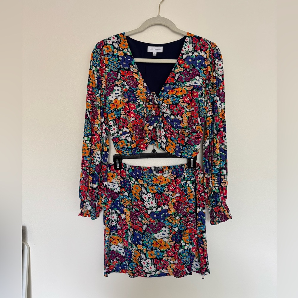 Renior’s Terrace Crop & Mini Skirt Set. Size Large top and bottom.